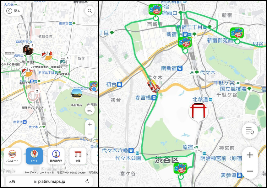 東京開篷觀光巴士SKY HOP BUS 遊新宿 澀谷 電子地圖