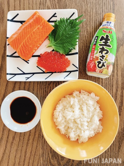 Ingredients for Salmon & Roe Rice Bowl (for 2 servings)
