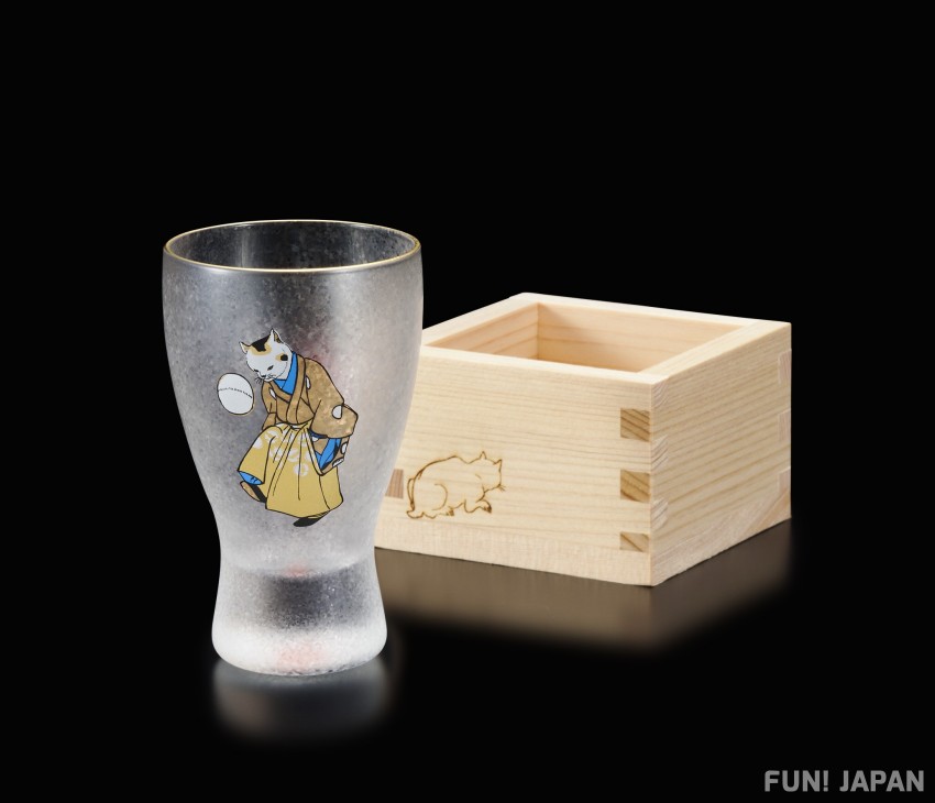 日本製造江戶貓酒杯與酒枡套組