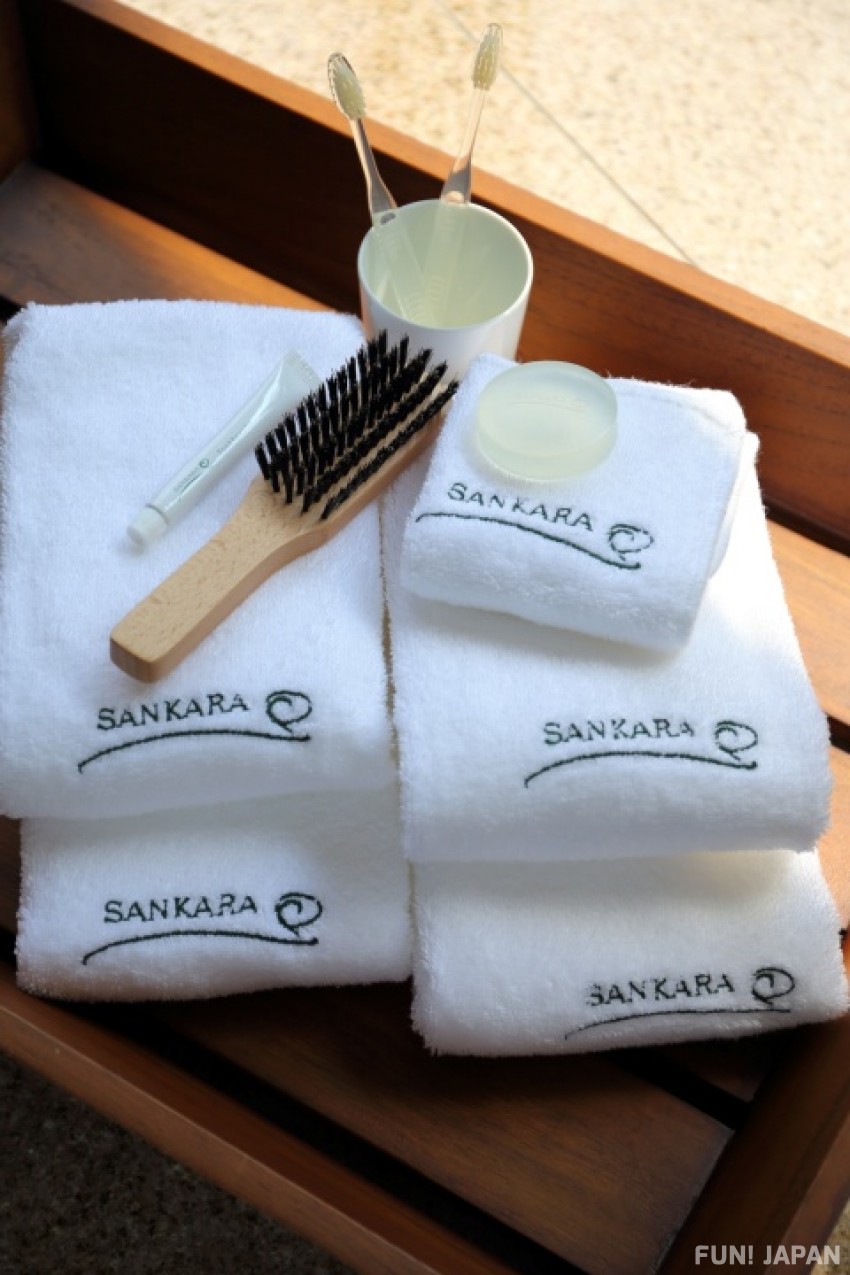 「sankara hotel&spa屋久島」的魅力之2：提供完整的生活用品，從保濕皂到牙刷都有