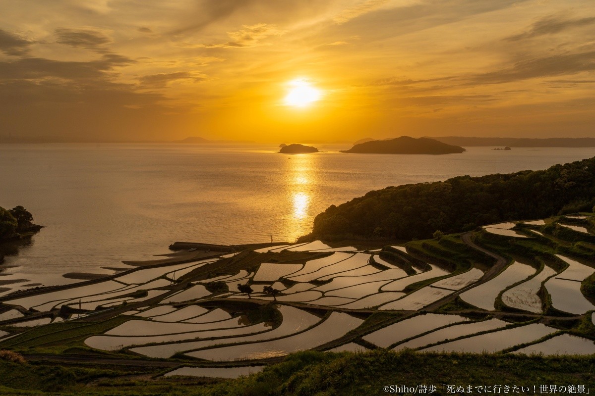 土谷梯田夕陽倒映的美景