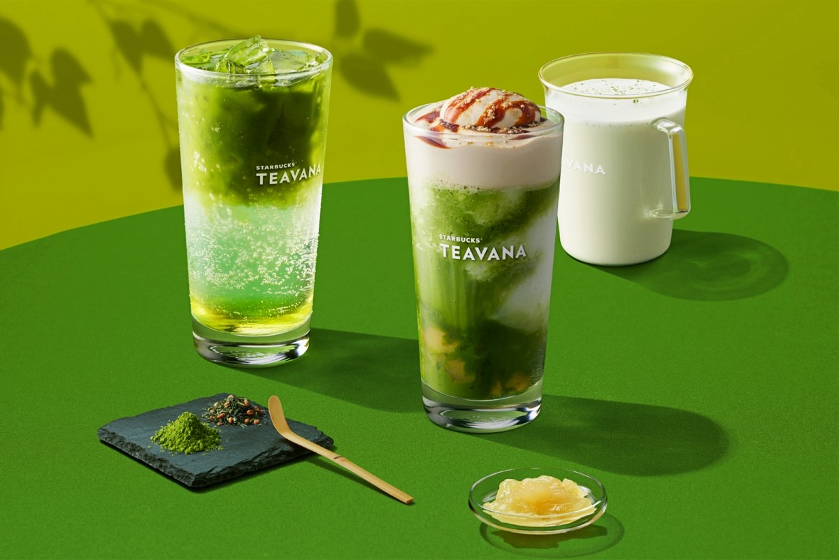 『煎茶抹茶 ティー フラペチーノ® わらび餅入り』『煎茶抹茶 グリーン ティー スパークリング』『煎茶抹茶 クラフト ティー ラテ』