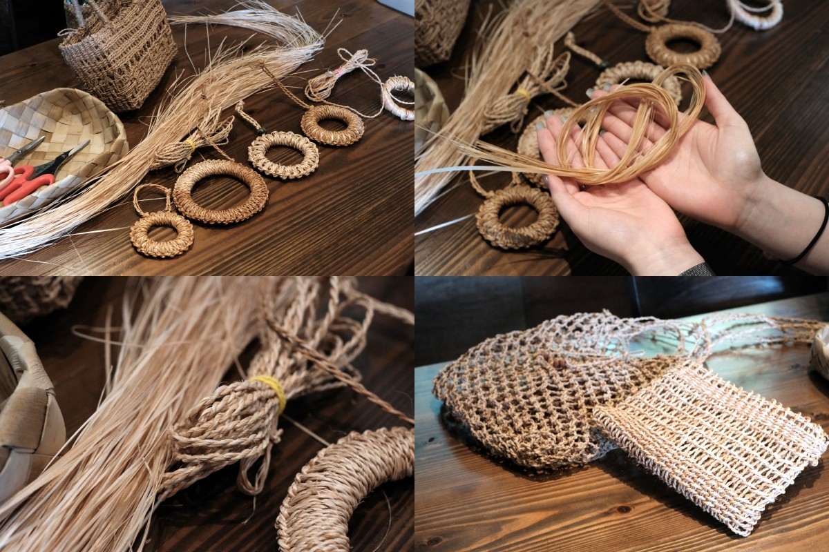 使用月桃體驗製作生活用具的照片