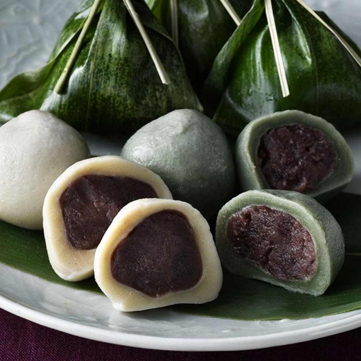 Fu Manju, a Japanese sweet wrapped in bamboo leaves