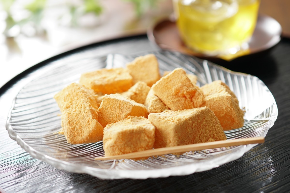 Warabi Mochi, a popular Japanese sweet with a chewy texture
