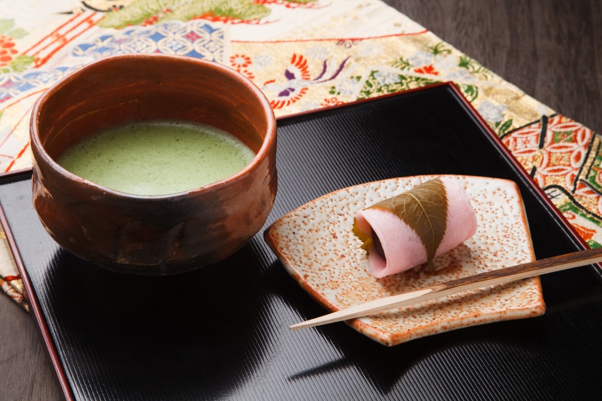 Tea ceremony experience with wagashi and matcha