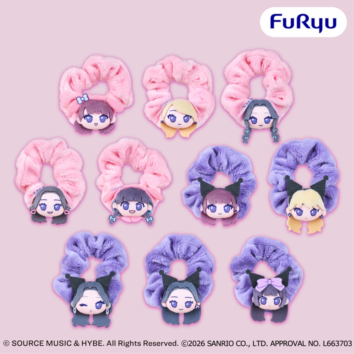 LE SSERAFIM × MY MELODY & KUROMI Scrunchie Pyokokyun