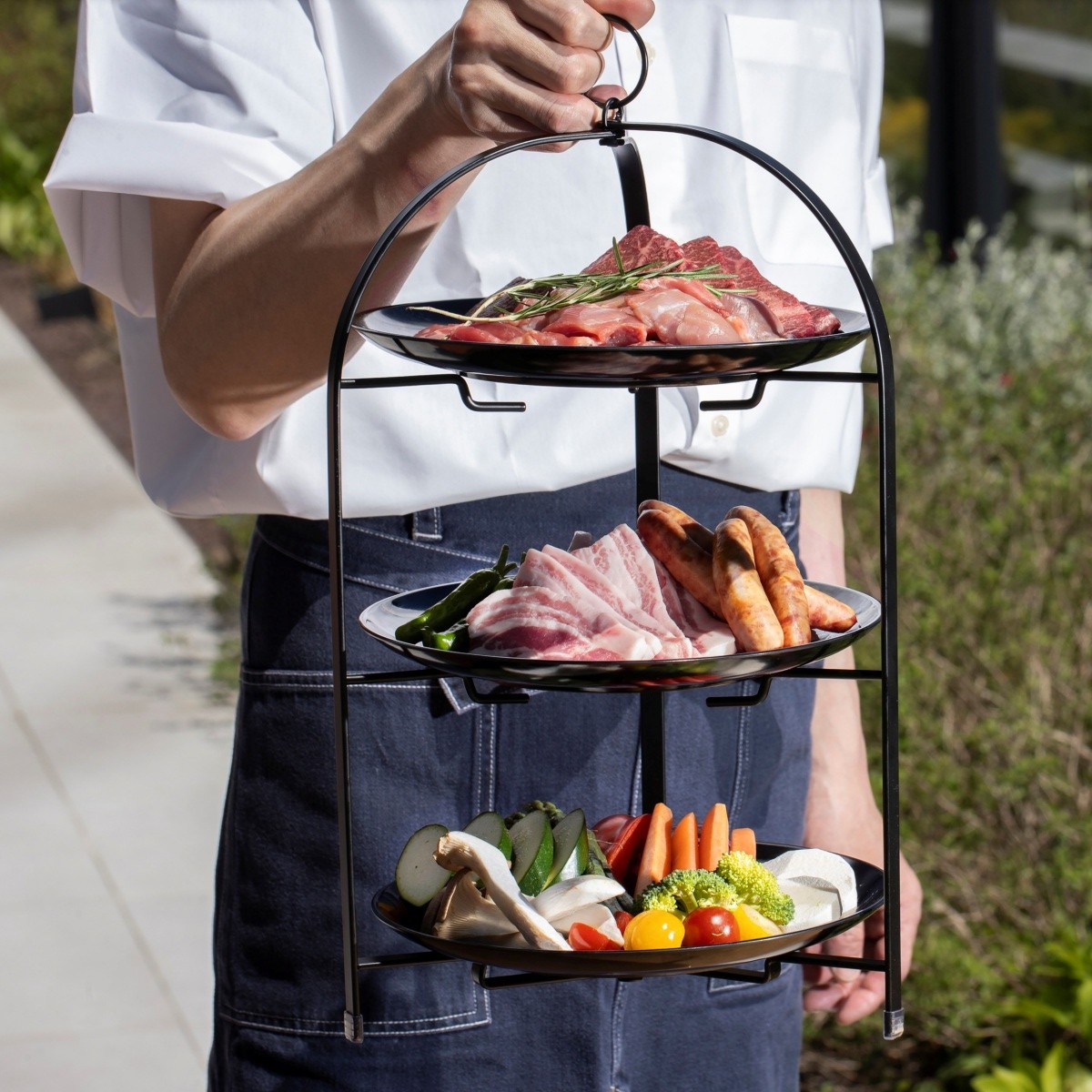 Photogenic dishes served on a 3-tier stand