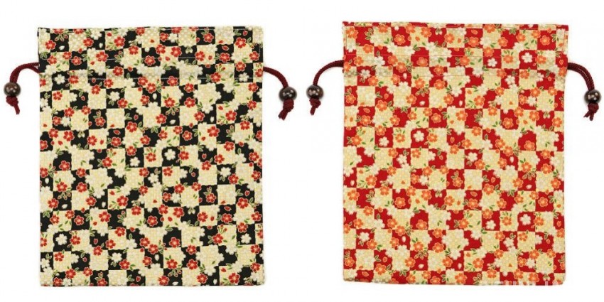 日式風格束口袋：市松櫻