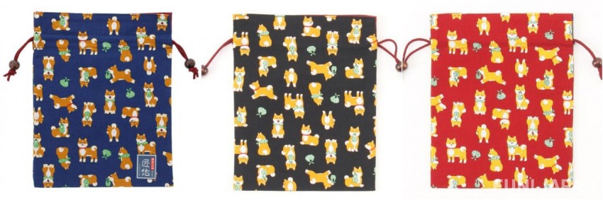 日式風格束口袋：柴犬唐草