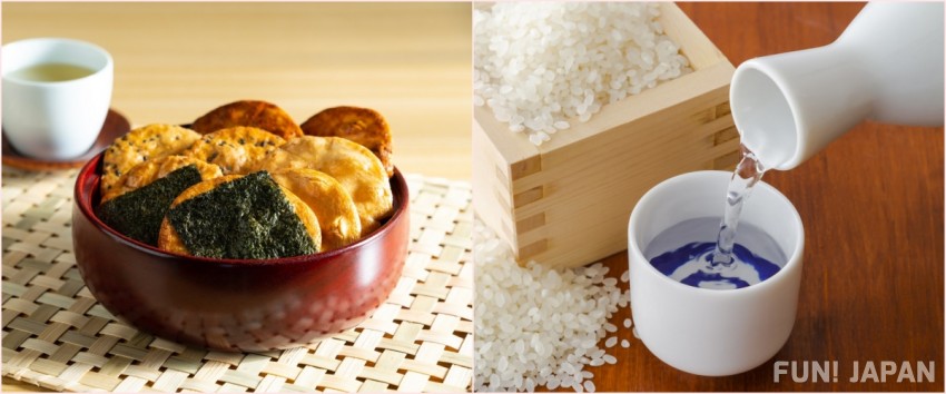 Niigata rice cracker and Japanese sake