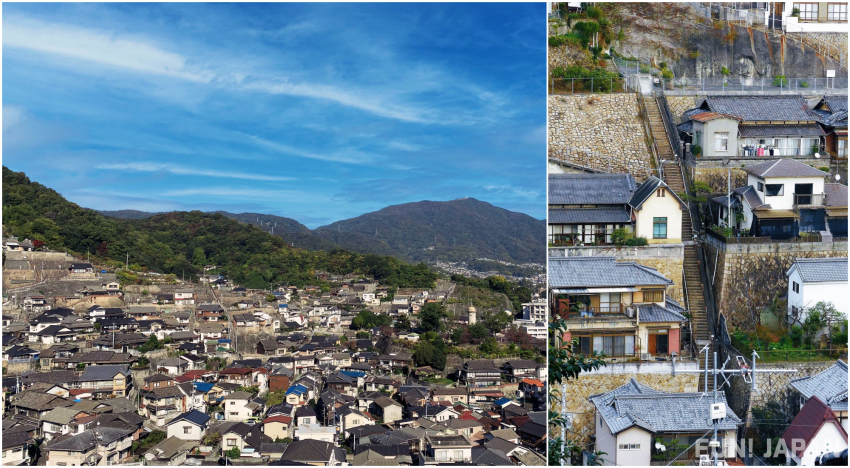 Once you climb up the 200 steps of Ryojo, the view of houses lined up on the slope will be right in front of you!