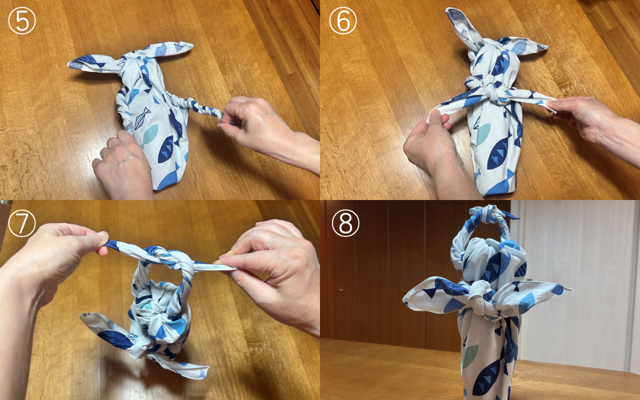 Cách gói khăn furoshiki chai