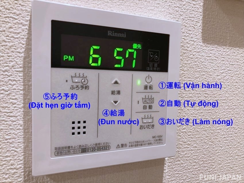 Cách sử dụng bộ điều khiển máy nước nóng trong bồn tắm Nhật Bản