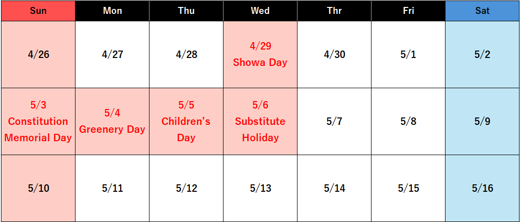2026 Japan Golden Week Holidays Long Weekend Dates