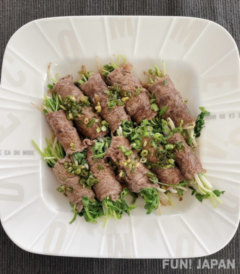 Recipe③: Pea Sprouts & Beef With Ponzu Sauce
