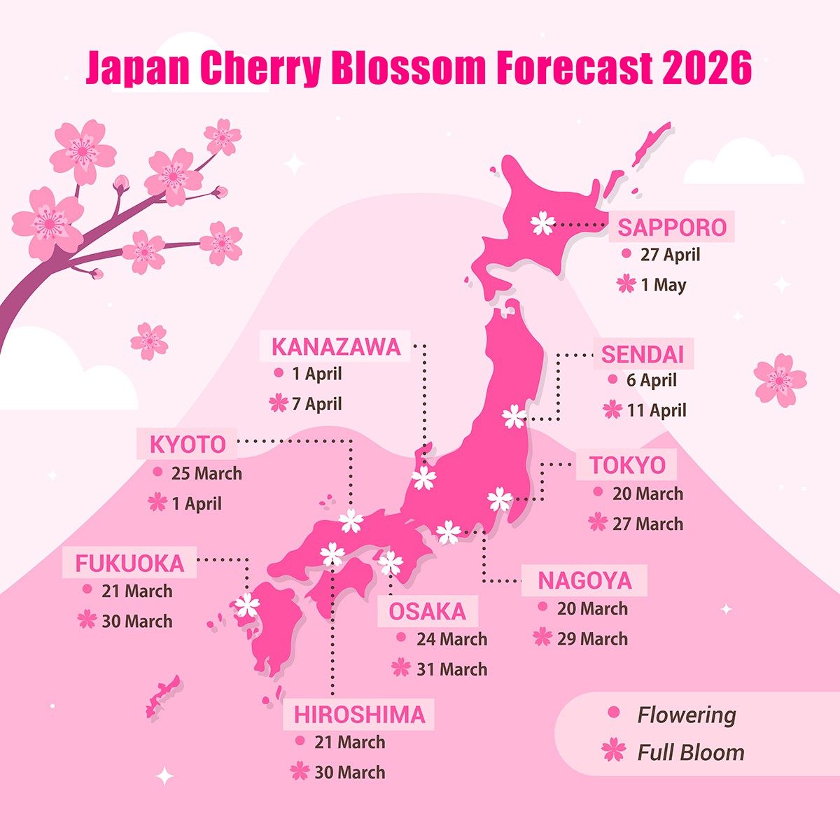 Cherry Blossom Forecast Map 2026 Cherry Blossom Forecast Map 2026