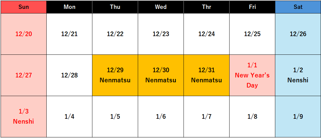2026 Japan New Year Holidays Oshogatsu Break Consecutive Holidays Dates