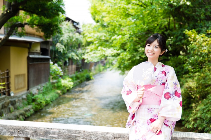 Wearing Pink Kimono