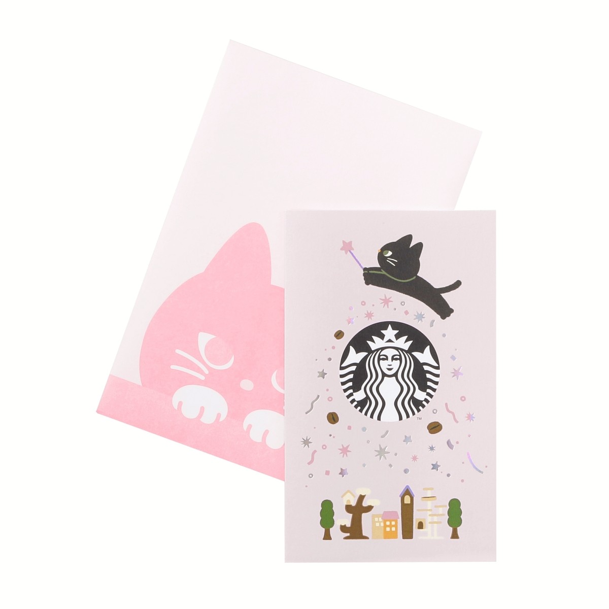 Starbucks 2024, Barang Edisi Terbatas Halloween, Message Card, Kucing Hitam