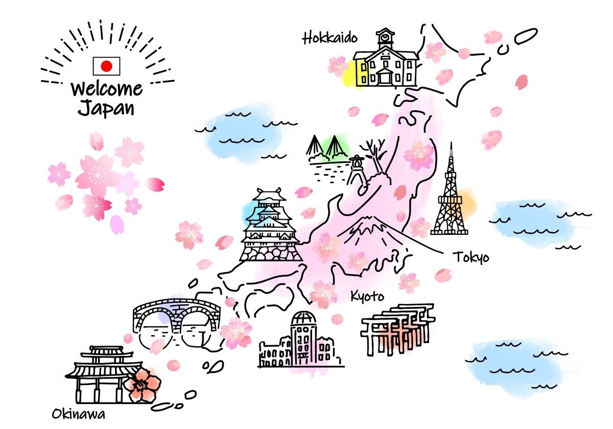 日本 旅遊 地圖 47都道府縣 插圖