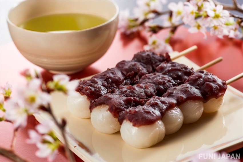 dango with sweet red beans paste anko