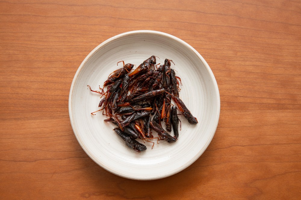 Inago no Tsukudani (grasshoppers in sweetened soy sauce)