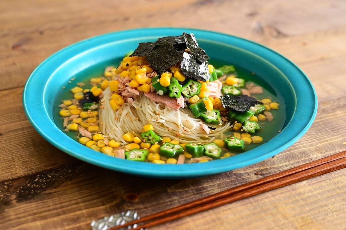 【停電時でも作れる】さっぱりヘルシー ツナとコーンの混ぜそうめん