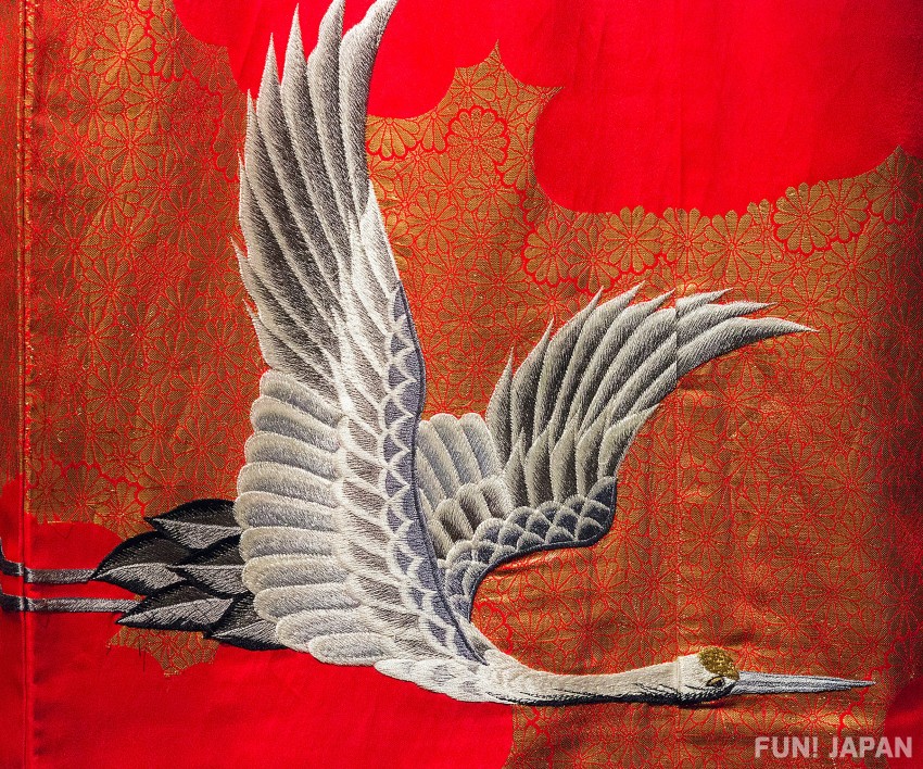 和服花紋 鶴鳥圖案象徵長壽